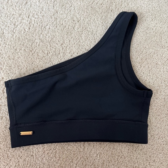 Lspace One-Shoulder Black Ribbed Bra - Picture 2 of 4